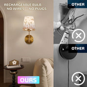 Gold Battery Wall Sconces Set – Floral Shade, RGB Light