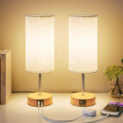 Touch Bedside Lamps Set of 2 with USB Ports