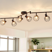 Kitchen Lights Ceiling,4 Way Black Lounge Industrial Wall Lights-Adjustable SpotLights Ceiling Lights Wire Cage with E14 Base, Light Fittings Ceilings