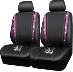 Luxury Bling Leather Car Seat Covers – 2PCS Front Shiny Diamond Set