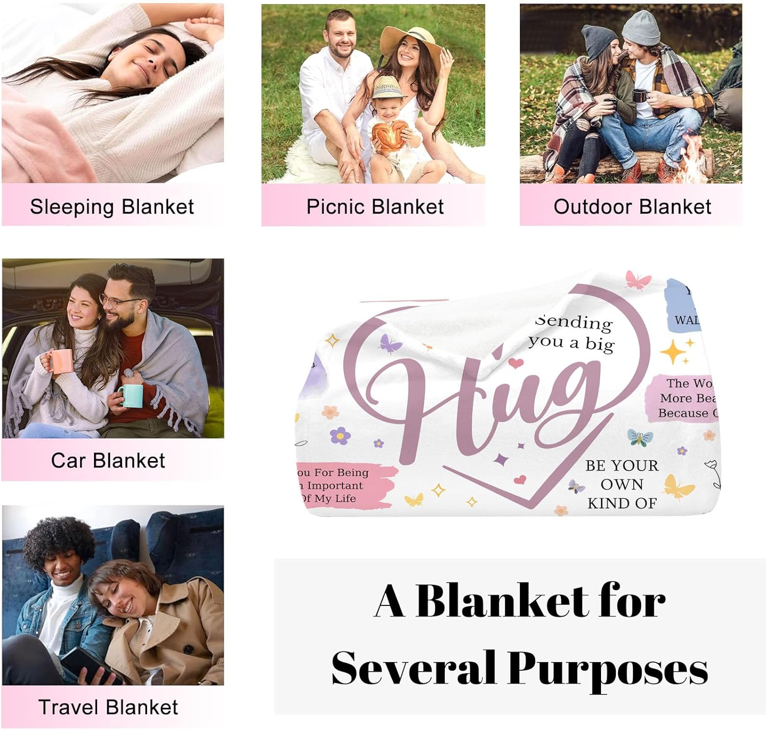 Best Friend Gift Blanket for Women – Flannel Hug Throw, 150x130cm, Birthday & Christmas Present