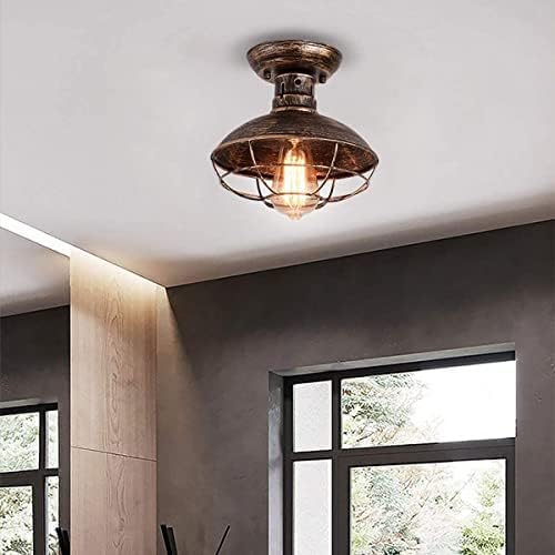 Vintage Industrial Semi-Flush Ceiling Light