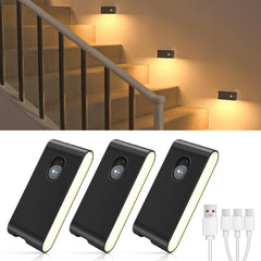Rechargeable Motion Sensor Stair Lights, 3 Pack
