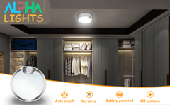 Wireless Motion Sensor Ceiling Light - Battery Powered, 80 LED, 400LM - Ideal for Bathroom, Garage, Hallway, Laundry, Stairs