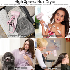High-Speed 110,000 RPM Ionic Hair Dryer – Low Noise 200M Ion Blow Dryer, Pink