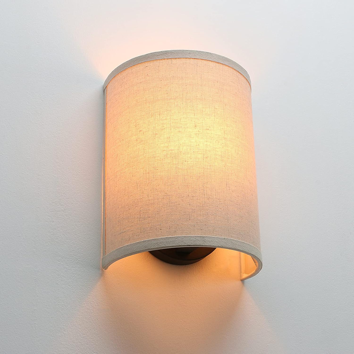 Vintage Industrial Wall Sconce with Linen Fabric Shade