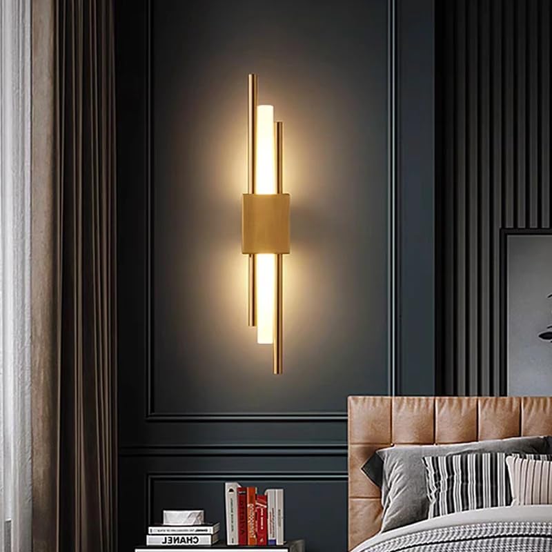 LED Wall Light Indoor – 10W Gold Modern Acrylic Wall Lamp, 3000K Warm White