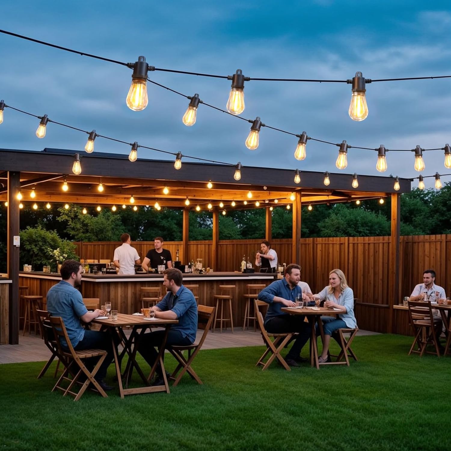 15M Outdoor LED String Lights with S14 Bulbs