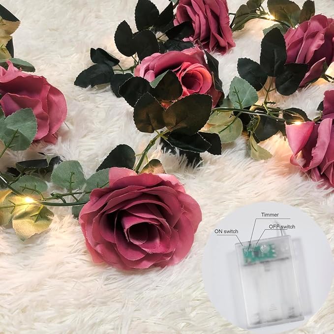 Rosybrown LED Flower Garland Lights – Battery Operated