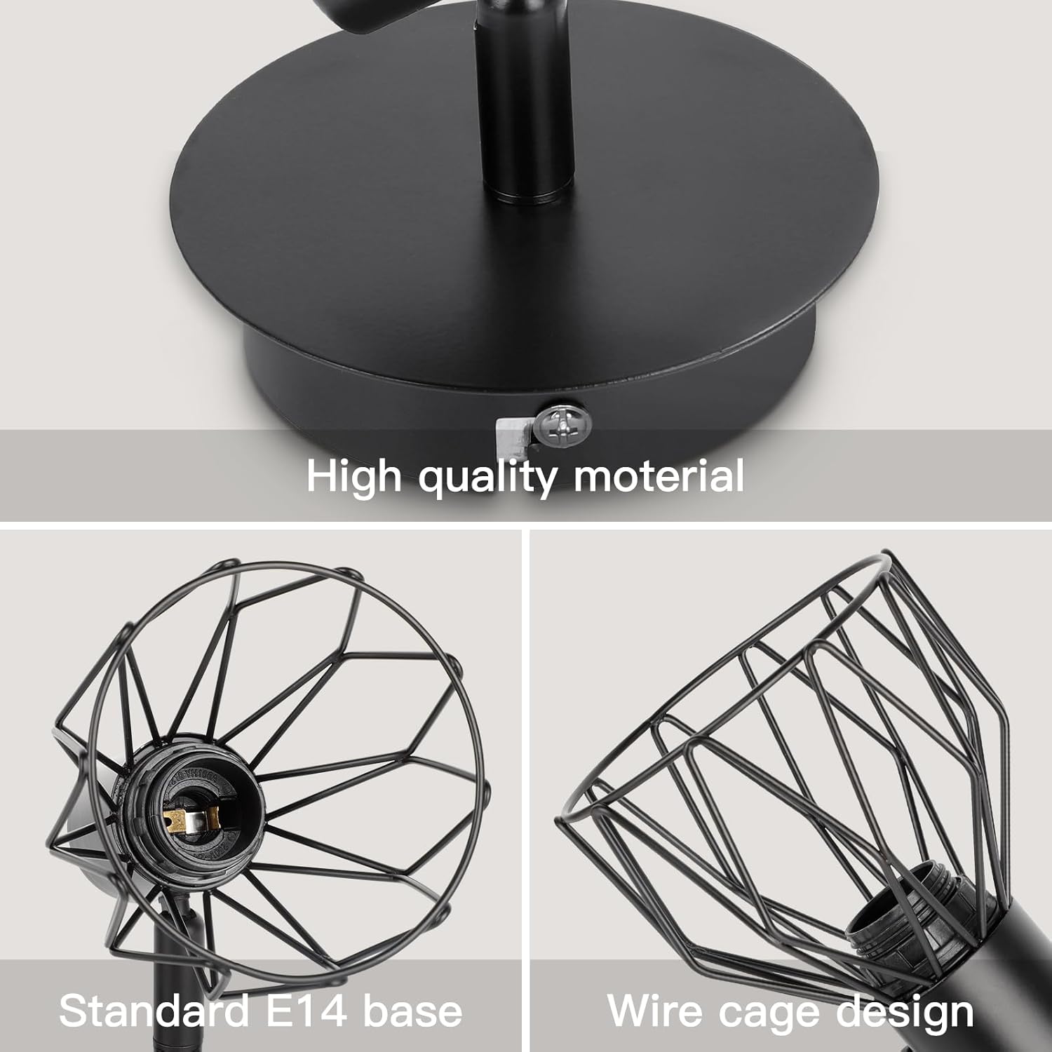 Adjustable Industrial Black Metal Cage Wall Lights, 2 Pack