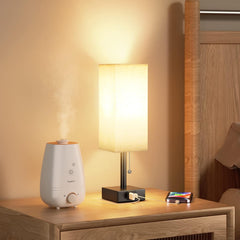 USB Bedside Table Lamp with 3 Color Modes & Pull Chain