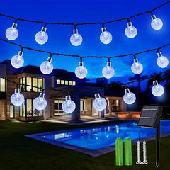 59Ft 100 LED Solar Globe String Lights – Multicolour, Waterproof, 8 Modes
