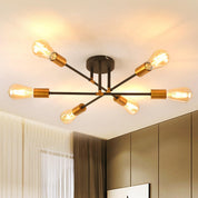 Modern 6-Light Gold Black Sputnik Ceiling Light, E27 Base