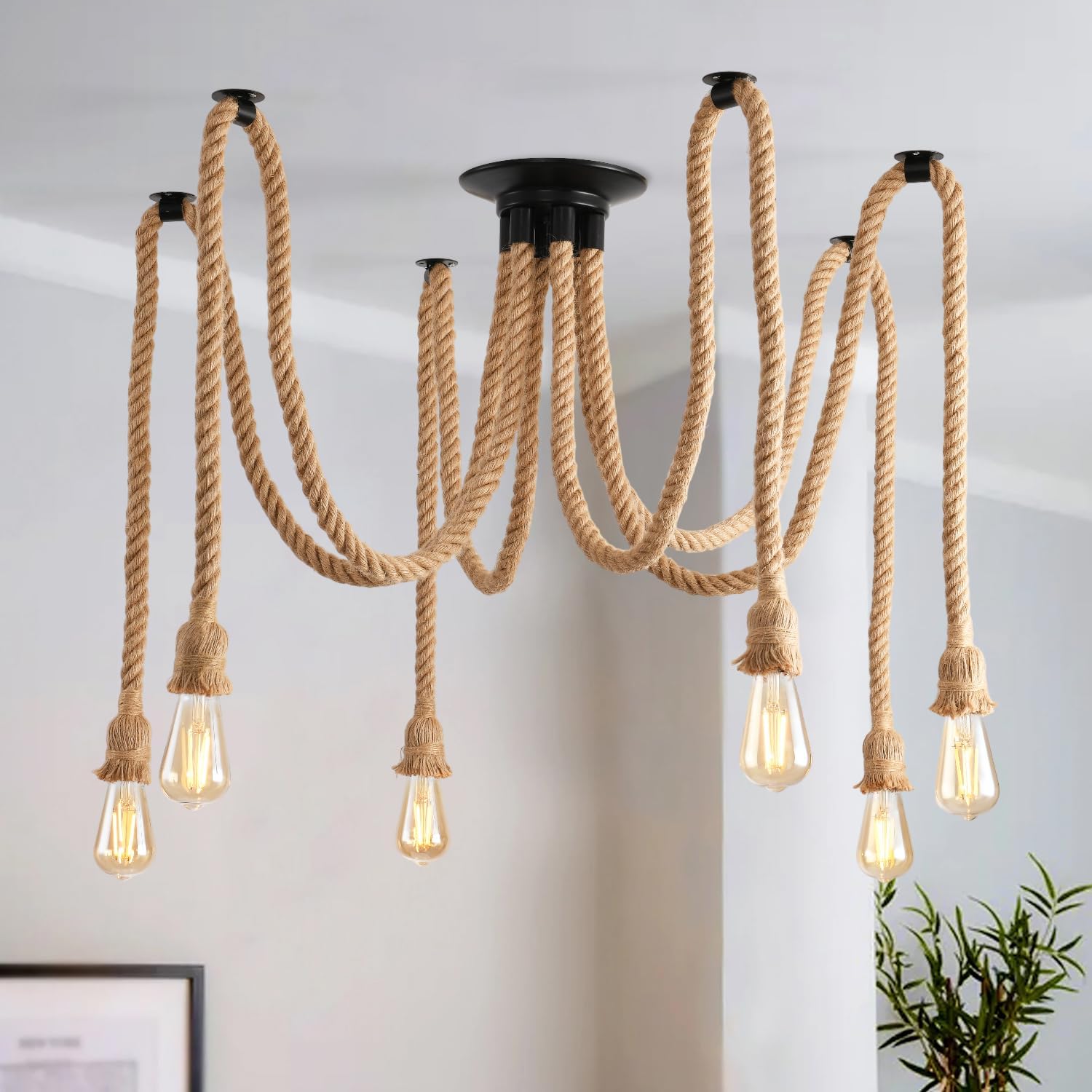 6-Head Spider Chandelier Pendant Light, Adjustable Industrial Ceiling Lamp