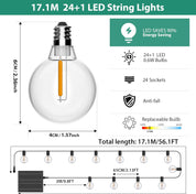 56FT Solar Garden Festoon Lights with Remote