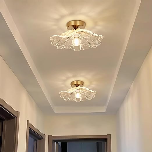 Flush Mount Ceiling Light with Clear Glass Shade, E27