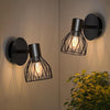 Black Industrial Wall Sconces, Rotatable E14, Set of 2