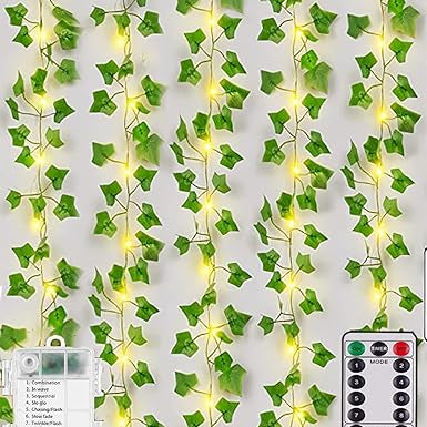 Solar String Lights 10M 100 LED Ivy Garland – Solar Powered, 8 Modes, Waterproof