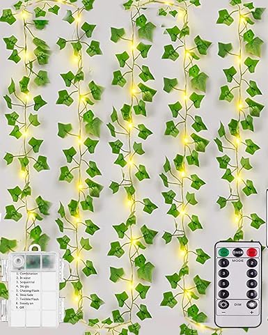 Solar String Lights 10M 100 LED Ivy Garland – Solar Powered, 8 Modes, Waterproof