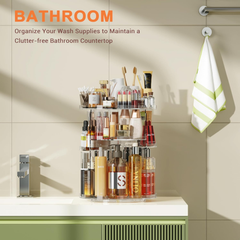 9-Tier Rotating Makeup Organizer, 360° Adjustable Large Capacity Cosmetic Stand