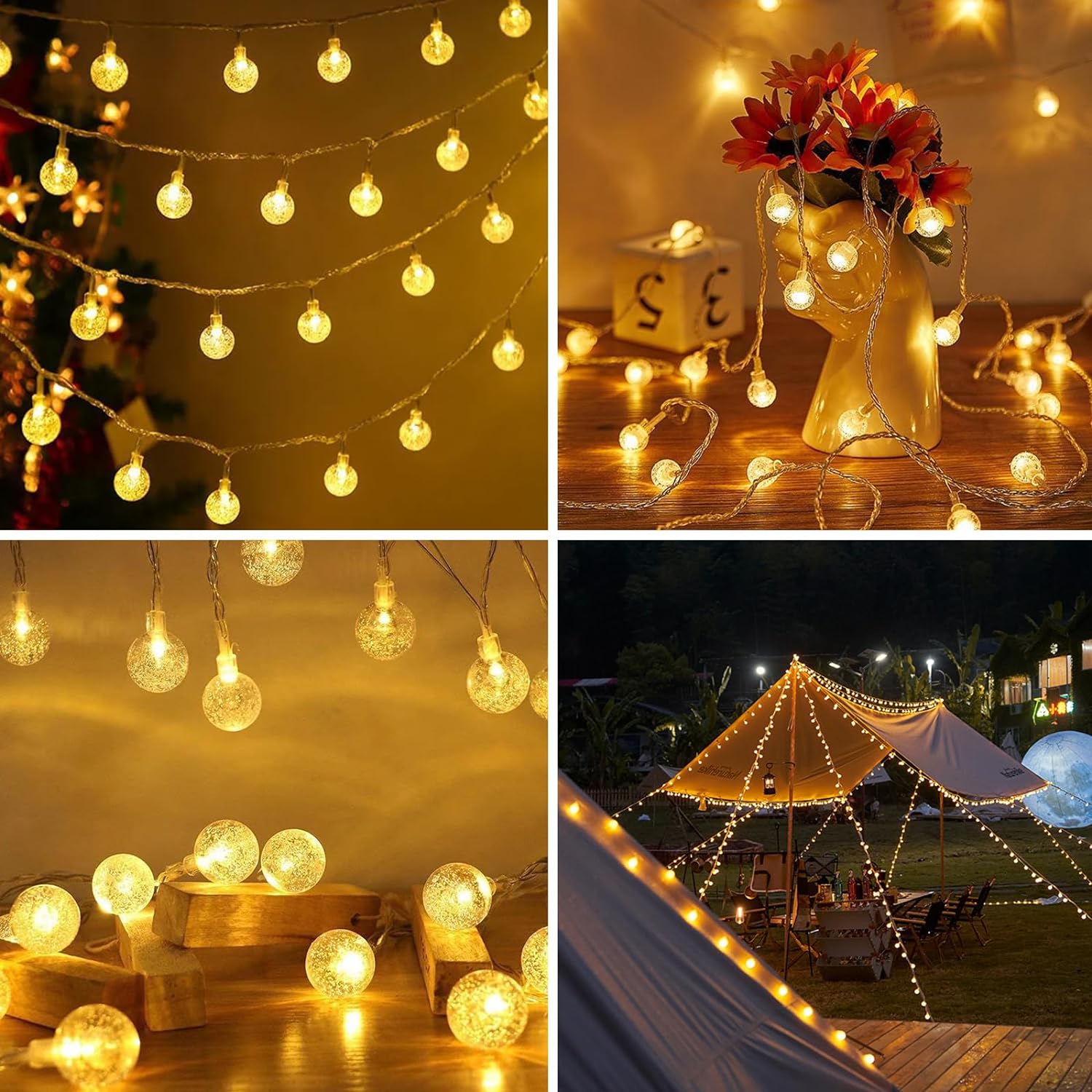 Clerance Sale - Globe Fairy Lights, 20 LED Globe String Lights - USB or Battery Powered - 8 Modes - Outdoor Indoor String Fairy Lights for Christmas, Balcony, Gazebo, Garden, Camping