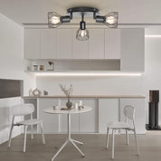 Spot Light Fittings for Ceilings Adjustable Metal Wire Cage Kitchen Spotlight Ceiling Lights with E14 Base Black 3 Way Ceiling Light Industrial