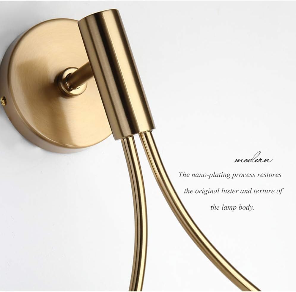 Nordic Golden Wall Lamp with Glass Shade, E27 Light