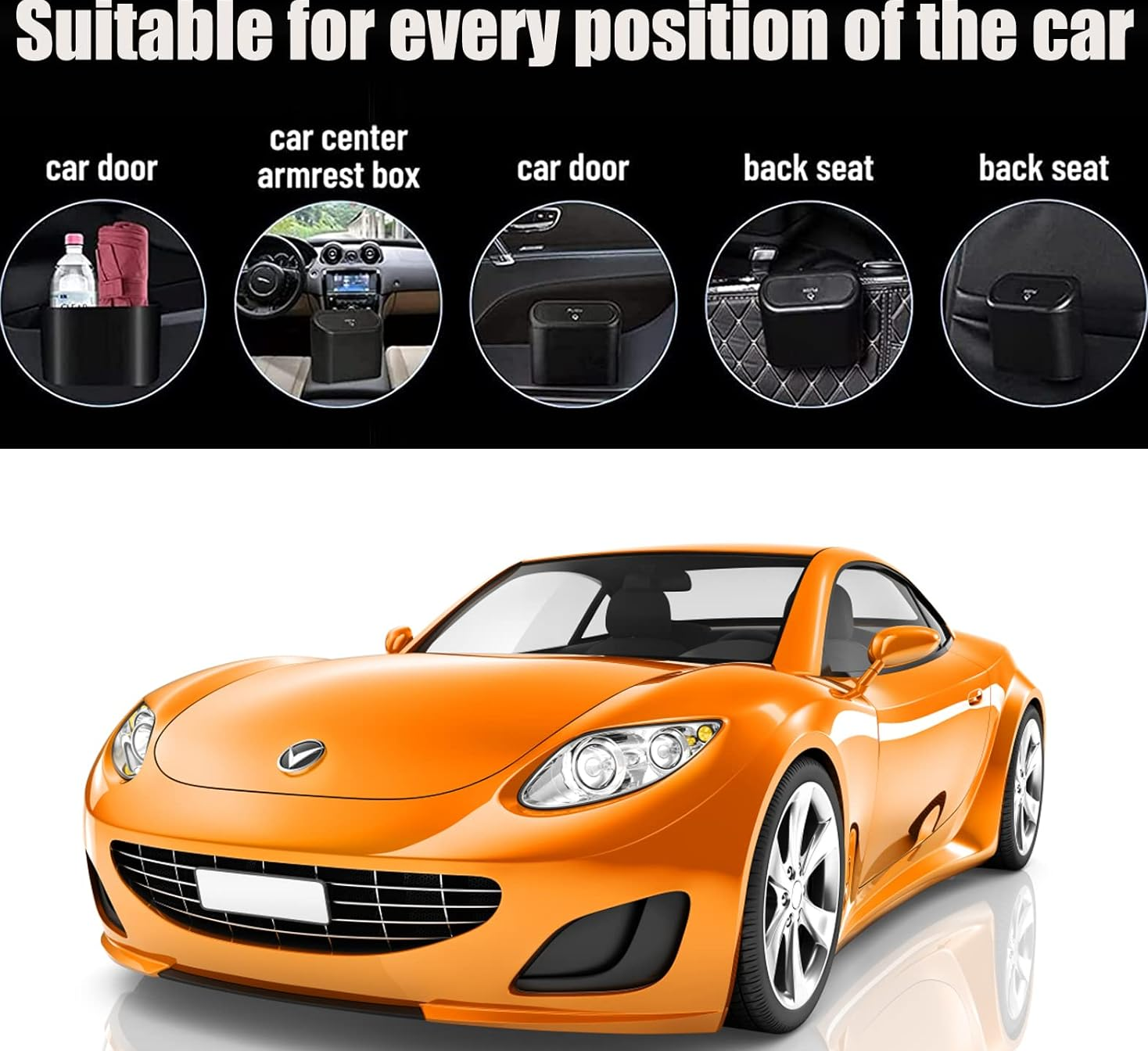 ABS Waterproof Mini Trash Can with 90 Bags – Push-Lid Car, Home & Office Organizer Bin (16×14×7cm)