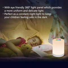 LED Night Light - Smart Bedside Table Lamp Touch Control, Dimmable, USB Rechargeable, Portable, RGB Color Changing