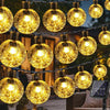 Solar Garden String Lights – 60 LED Crystal Ball, 12M, 8 Modes, IP65 Waterproof, Warm White