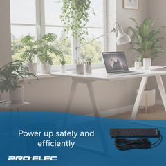 6 Gang 5M Extension Lead with Surge Protection, Black Power Strip – PELB1755