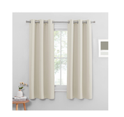 Thermal Insulated Kids Curtains – 42x54 Inch Greyish White Eyelet Drapes, 2 Panels