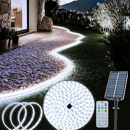 Solar LED Strip Lights – 10M 640 LEDs, Remote Control, Waterproof Outdoor Lighting