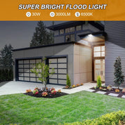 30W LED Security Light Outdoor, 3000LM PIR Motion Sensor Floodlight with IR Remote Control, IP65 Waterproof Cool White Security Light for Garden, Garage, Driveway & Yard