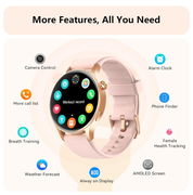 Smart Watch for Women – 1.32" AMOLED Display, Calls, Fitness Tracker, 3ATM Waterproof