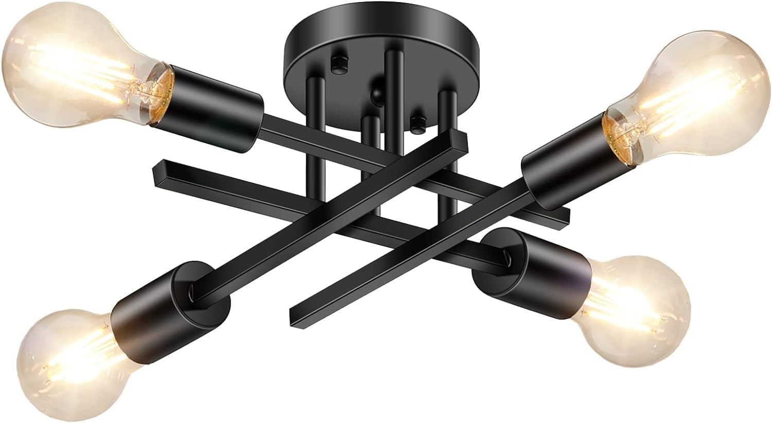 Vintage 4-Light Black Ceiling Fixture