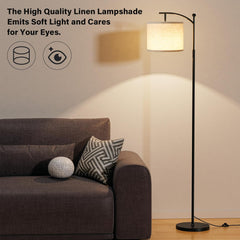 Modern Gold Standing Lamp with Adjustable Shade & Bulb