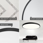 24W Round LED Flush Mount Ceiling Light, Acrylic Lamp Shade, Lighting Fixture for Bedroom Corridor Decoration