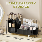 360 Rotating Black Makeup Organizer 2-in-1 Cosmetic Storage Box
