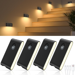 Wireless Motion Sensor Stair Lights – USB Rechargeable Magnetic Night Lights (4 Pack)