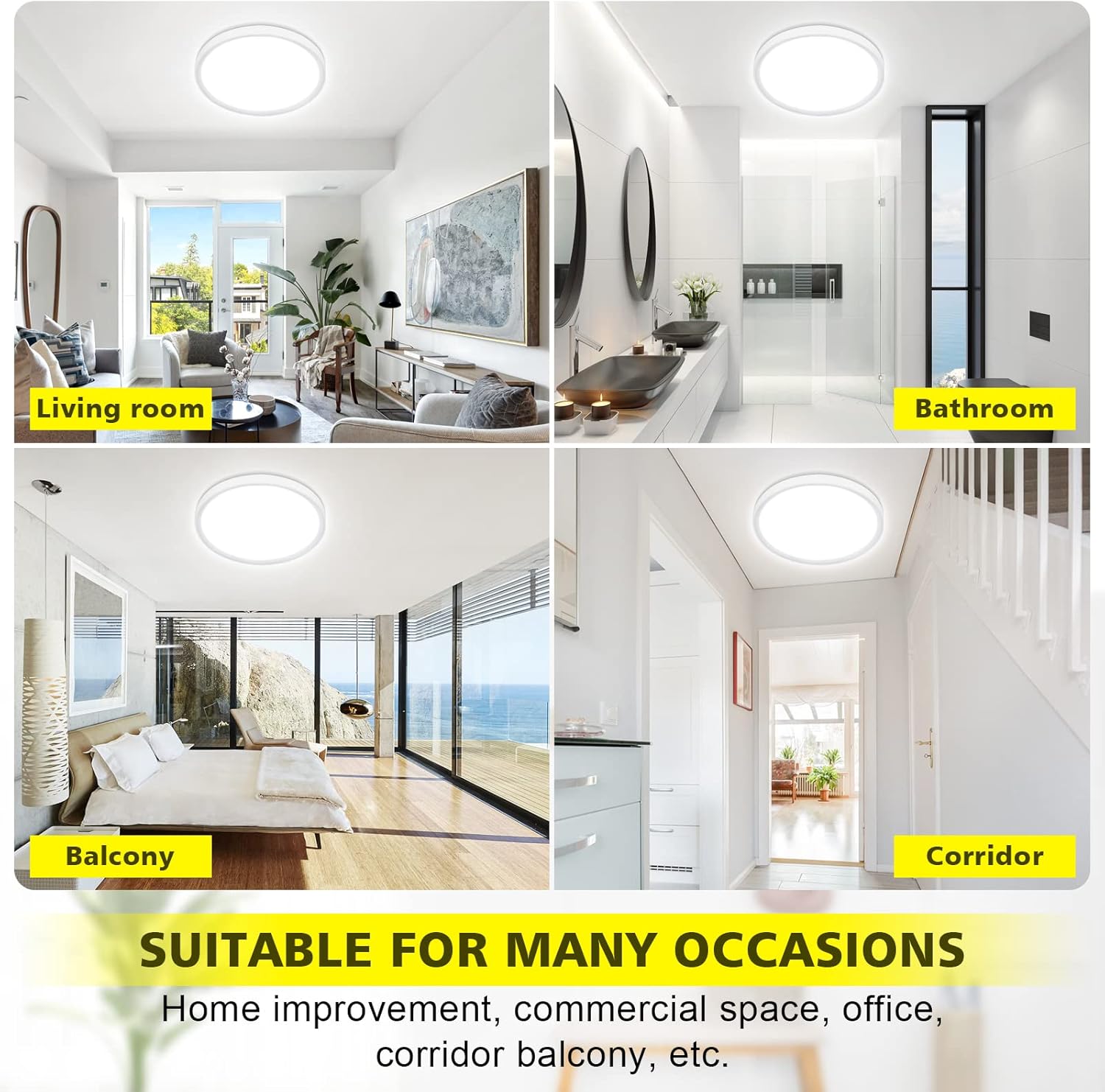 24W LED Ceiling Light – 5000K Daylight, IP44 Waterproof, 2200LM, Ø28.5cm