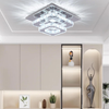 Crystal LED Ceiling Light – Modern K9 Crystal Chandelier, Stainless Steel Flush Mount Fixture for Dining & Living Room