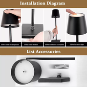 Rechargeable Cordless LED Table Lamp – Dimmable Touch Control Night Light, Portable for Home & Outdoor Use