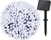 5M 50 LED Solar String Lights – Cool White, 8 Modes, Waterproof