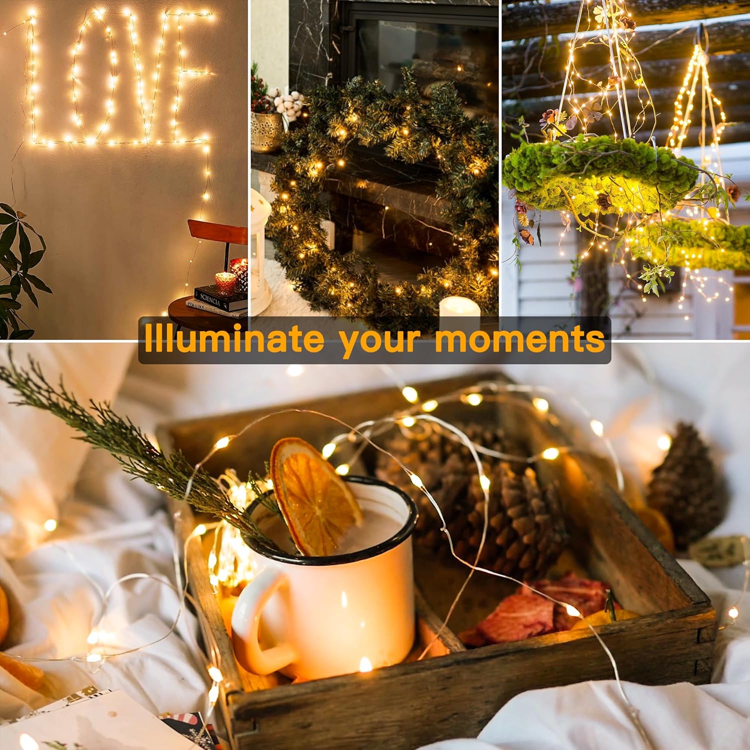 10m 100 LED Copper Fairy Lights – Warm White Battery String Lights