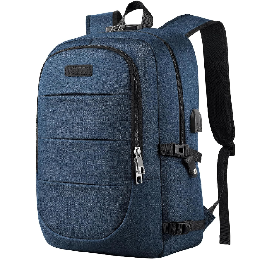 Anti-Theft Laptop Backpack – 17.3" Water-Resistant Business Travel Bag with USB Port