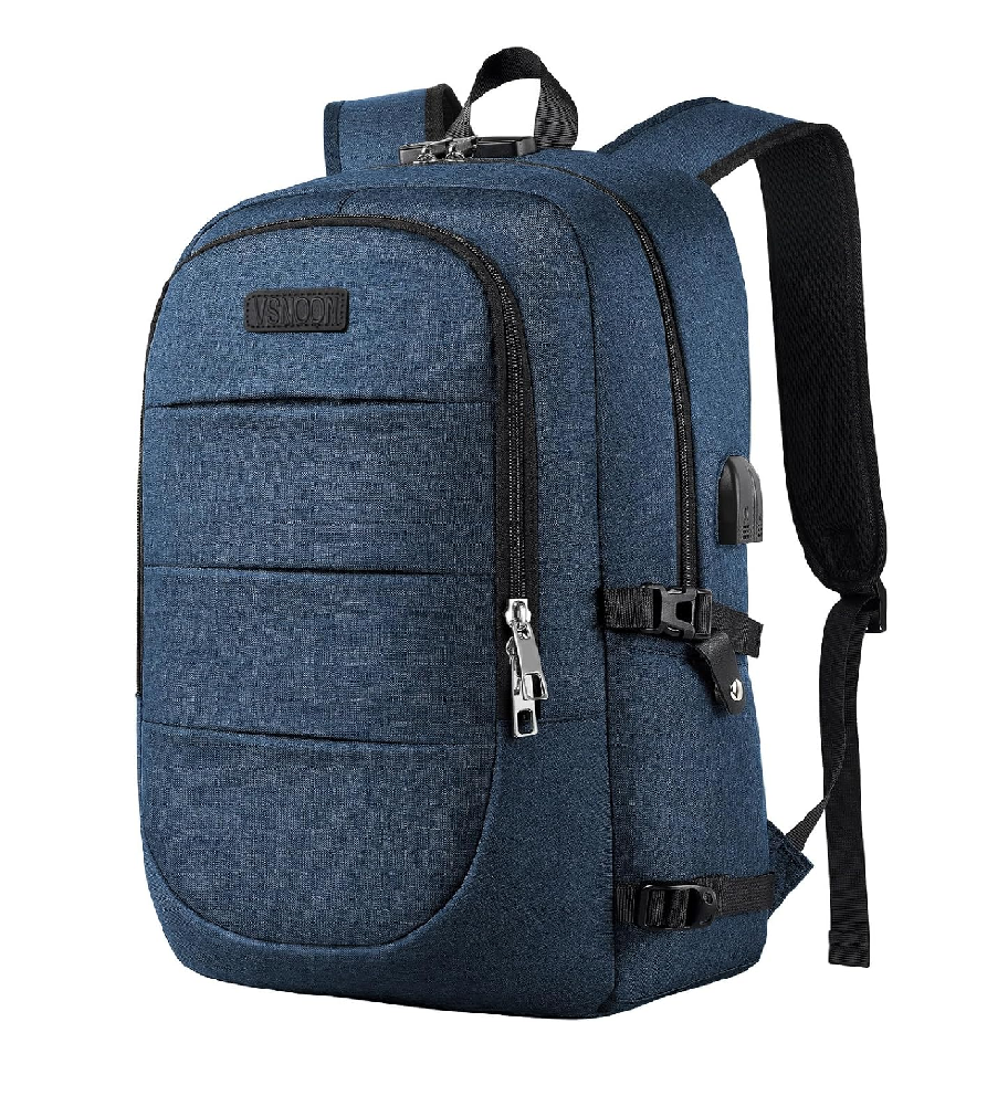 Anti-Theft Laptop Backpack – 17.3" Water-Resistant Business Travel Bag with USB Port