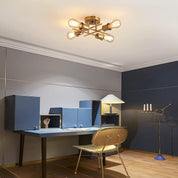 Gold 4-Light Semi Flush Ceiling Light, E27 Base