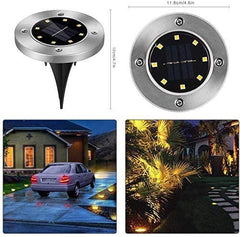 Solar Lights for Outdoor Garden/ Ground, 8 LED 8 Pcs | IP67 Waterproof, Solar Path Lights, - Warm (White)