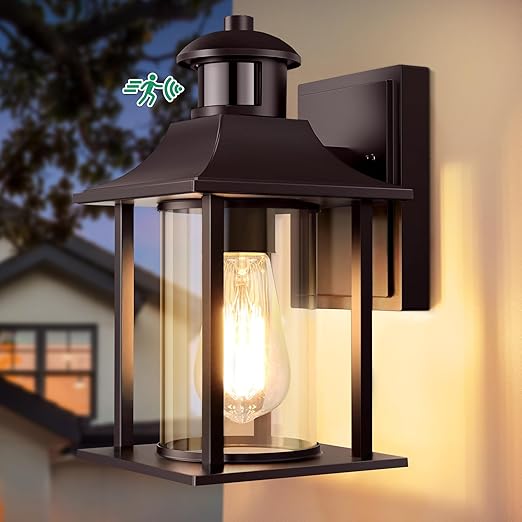 Grey Outdoor Motion Sensor Wall Light with 3 Modes & Bulb